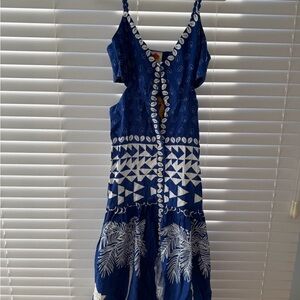 Farm Rio Blue and White Patterned Women's Dress
